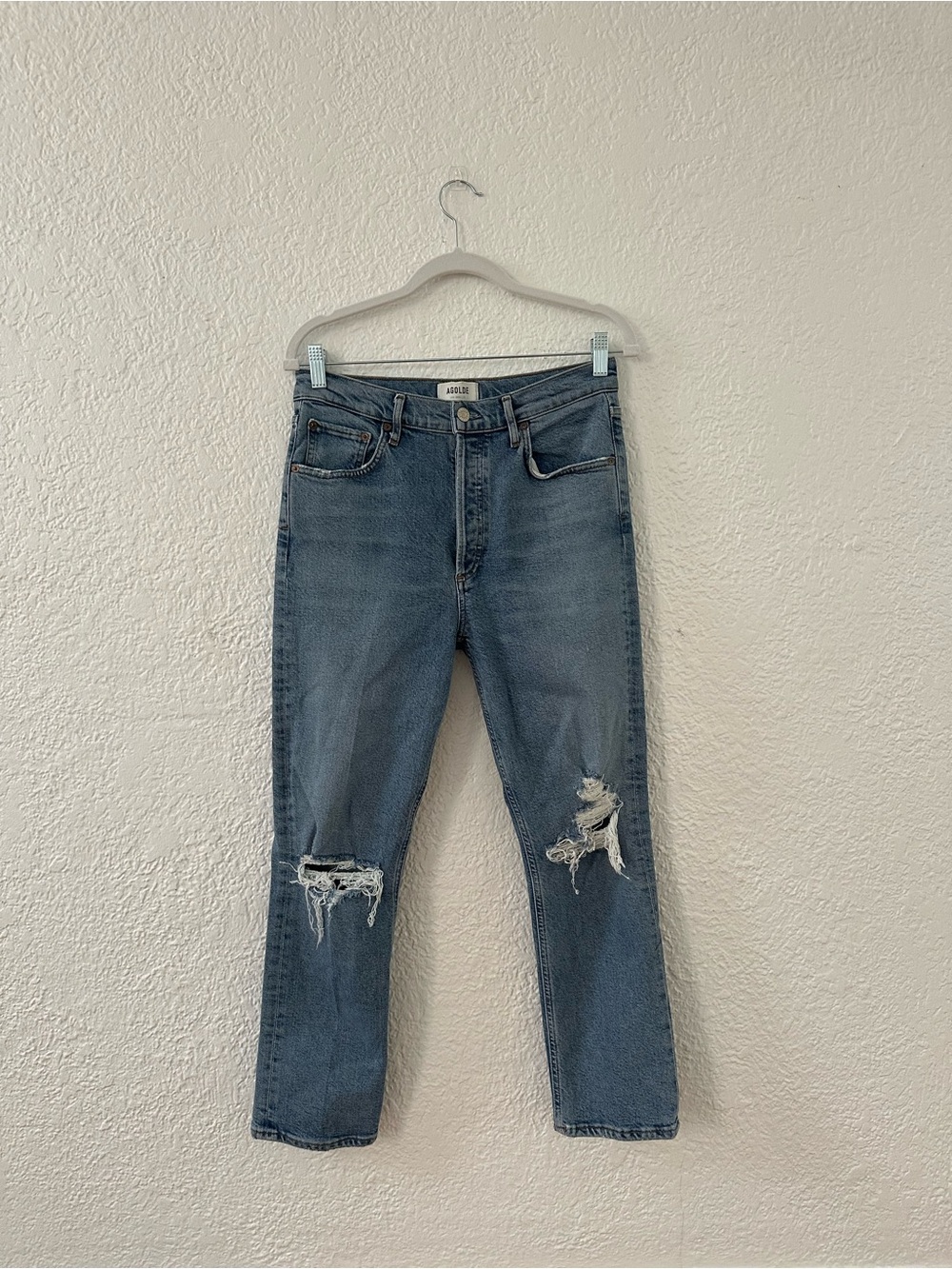 AGOLDE Riley High-Rise Straight Leg Distressed Jean